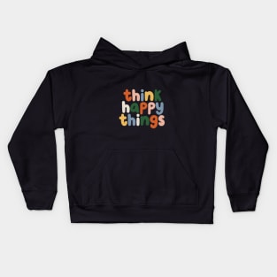 Think Happy Things in Red Peach Blue and Green Kids Hoodie